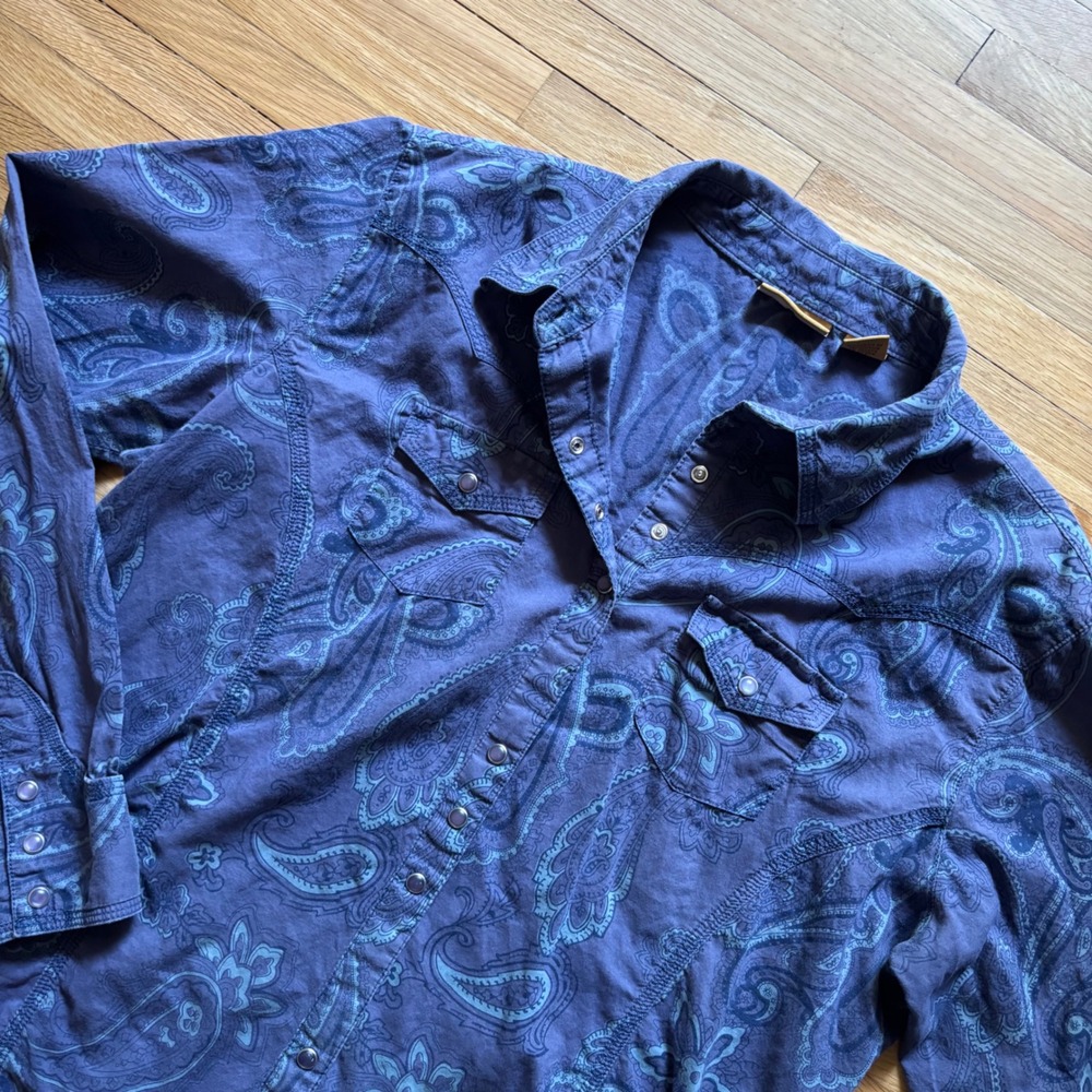 Wrangler George Strait Troubadour Paisley Western Pearl Snap Button Women Shirt